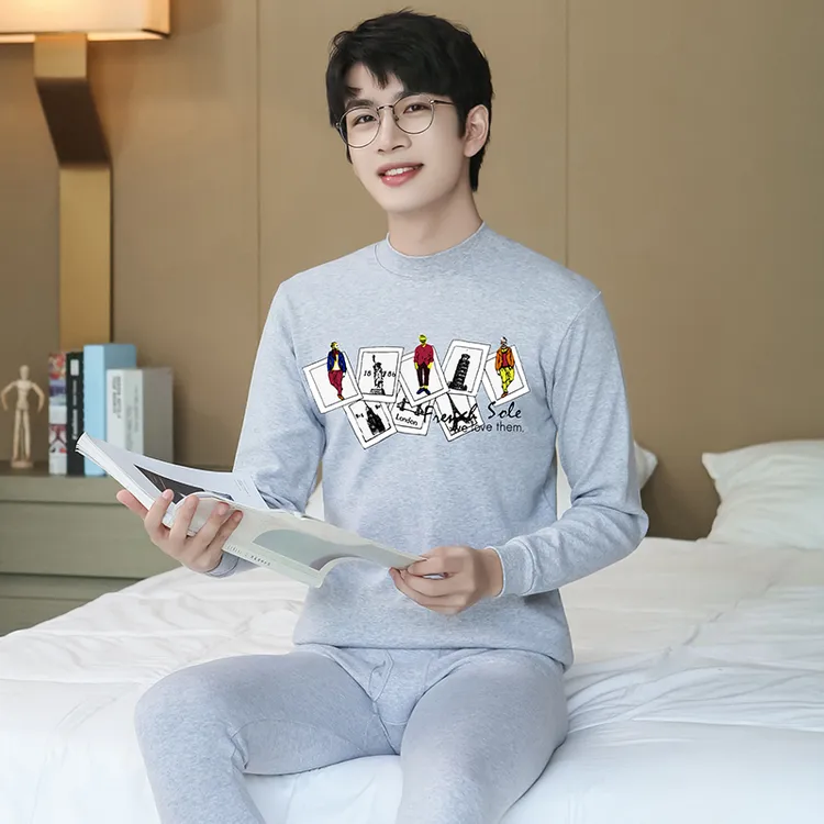 青少年保暖内衣纯棉薄款大童秋衣裤秋裤套装男初中高中学生棉毛衫