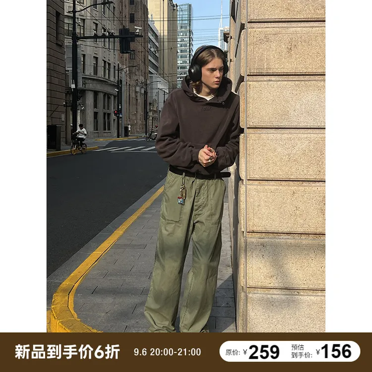 CountryMoment 23FW美式复古阿美咔叽军绿直筒工装裤男阔腿休闲裤