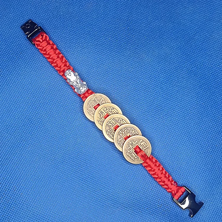 纯银貔貅五帝钱手链  新款气质女神范高档成品手编通用手饰品