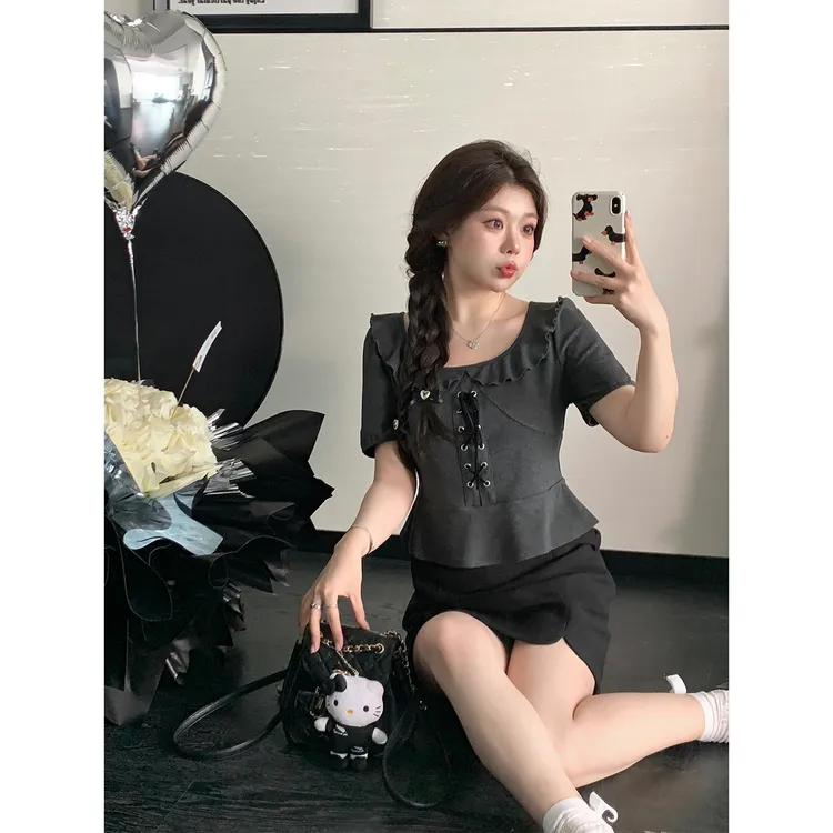 【4月23日20点开售】翻糖少女 软软芭蕾t/甜妹苾备~芭蕾领波浪边