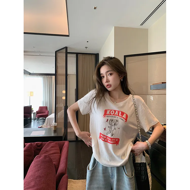 张贝贝 4月28日 20点 天然棉麻 美式卡通考拉印花tee