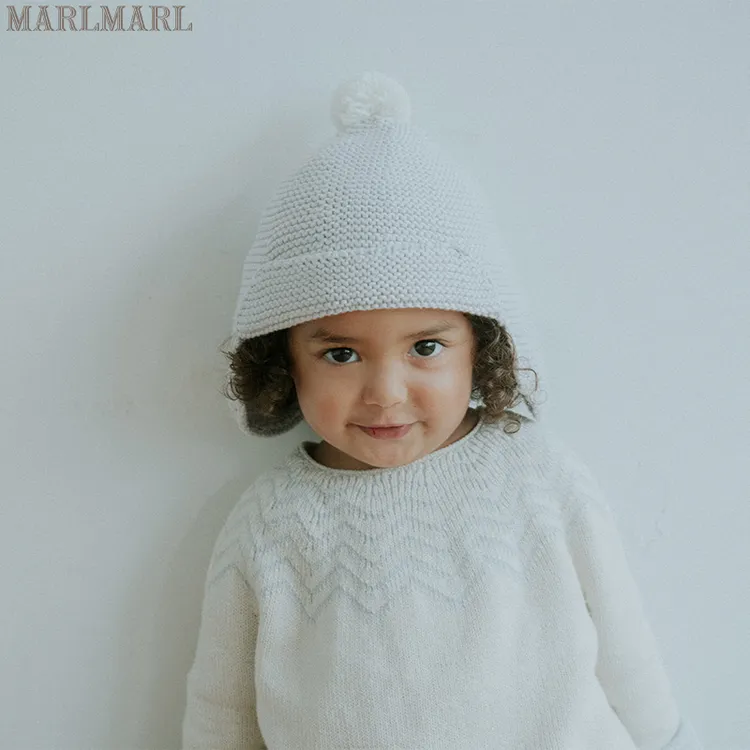 MARLMARL宝宝针织毛线帽子男女童可爱秋冬保暖帽watch cap02白瓷