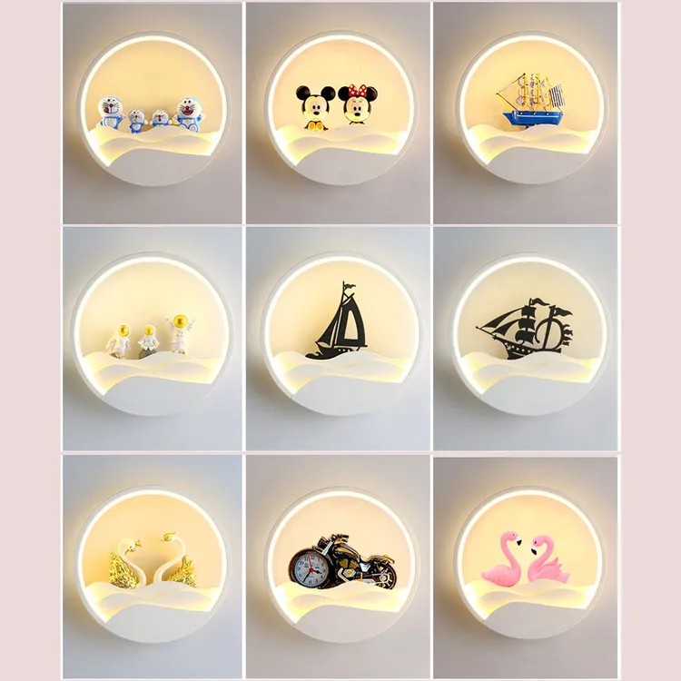 圆形卧室床头灯新款墙壁灯楼梯阳台轻奢极简客厅床头壁灯中山灯具