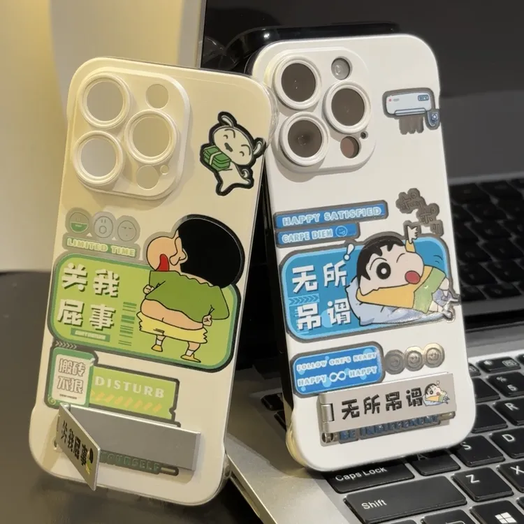 搞怪小新支架iphone15/14无边框13手机壳适用华为p70vivo小米oppo