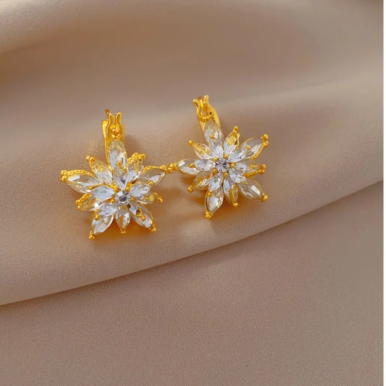 合金耳饰 c-1342时尚双面花耳扣耳钉花朵气质轻奢高级感耳饰品女