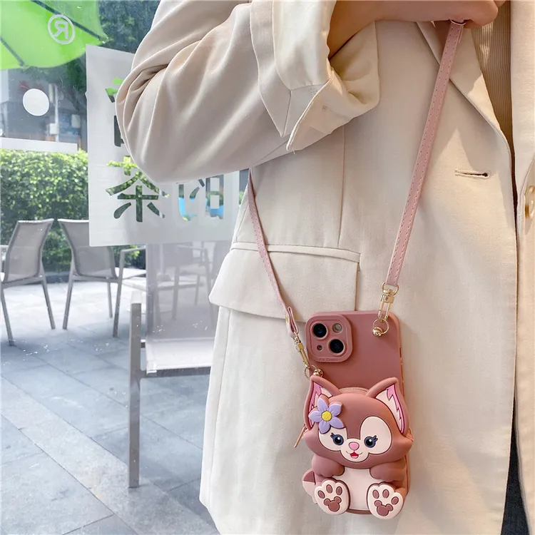 玲娜贝儿斜挎可背硅胶零钱包适用苹果/华为/小米/oppo/vivo手机壳