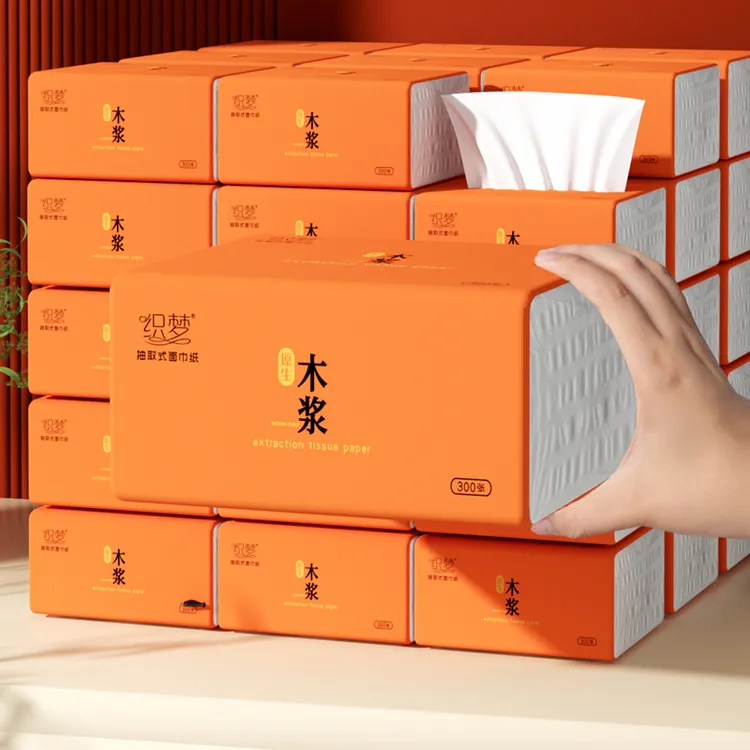 300张纸巾抽纸家用批发餐巾纸擦手纸卫生纸抽原木浆5735
