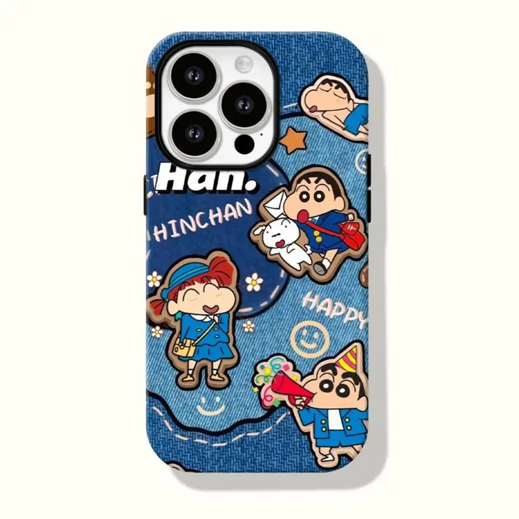 牛仔纹小新荔枝纹适用苹果15手机壳iPhone14pro潮款13软壳12防摔