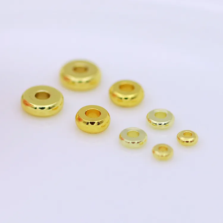 保色纯铜镀18k真金算盘珠14k金面包圈垫片串隔珠diy