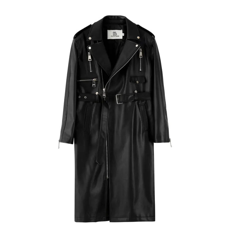 重工垫肩收腰机车皮风衣 P系列