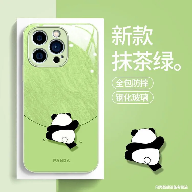 一加12手机壳10Pro新款OnePlus9个性ACE3可爱爬墙熊猫Ace玻璃壳女