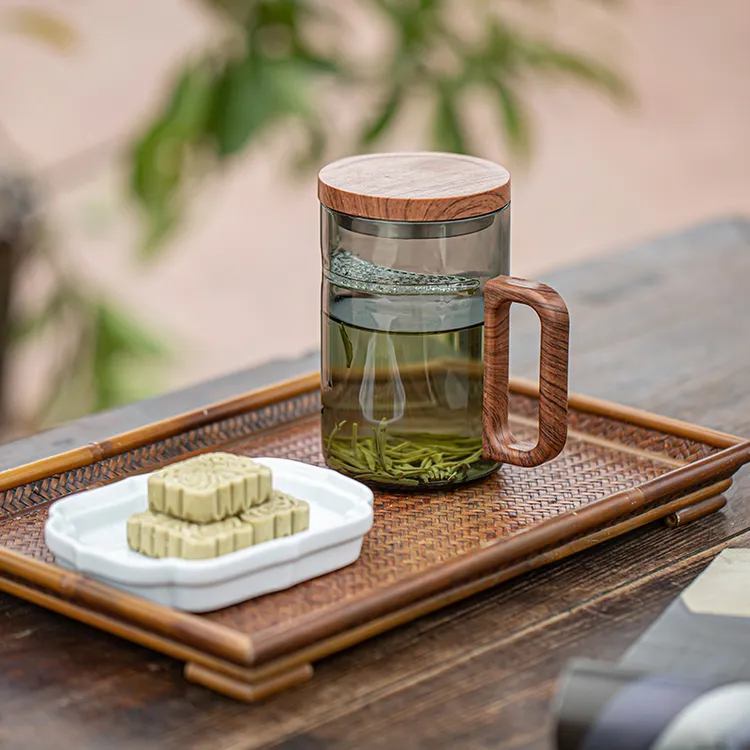 透明手工玻璃绿茶杯办公专用泡茶杯家用中式耐热水杯花茶杯