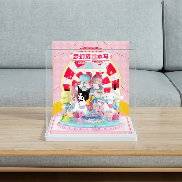 旻悦亚克力展示盒TOPTOY三丽鸥家族梦幻旋转木马手办收纳防尘A109