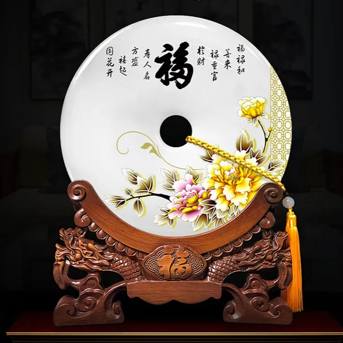 天然玉石平安扣摆件家居客厅电视柜玄关装饰品公司乔迁商务礼品