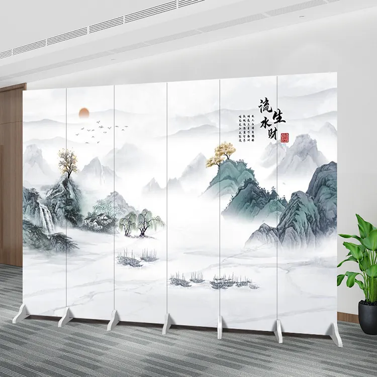 中式屏风隔断墙饭店包间移动折叠办公室会议室简易遮挡双面折屏障