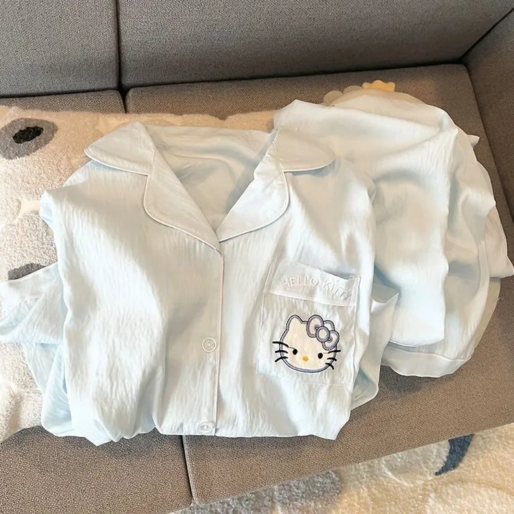 秋季学生睡衣女可爱少女2024新款KT猫棉质长袖长裤甜美家居服