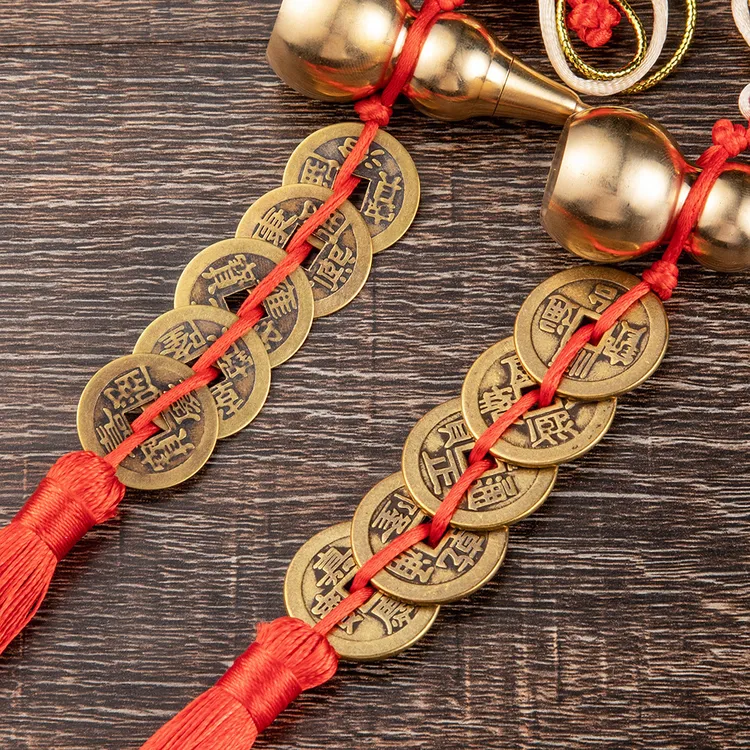 黄铜葫芦五帝钱手工编制中国结挂饰挂件流苏喜庆匠心