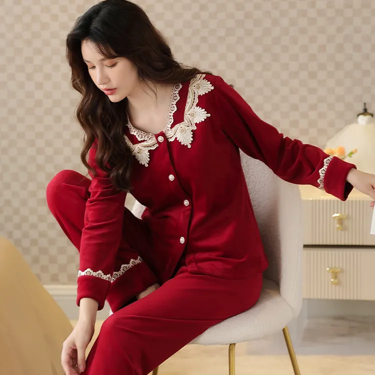 海岛绒秋冬季睡衣女款加绒加厚保暖冬天2025新款珊瑚绒家居服套装