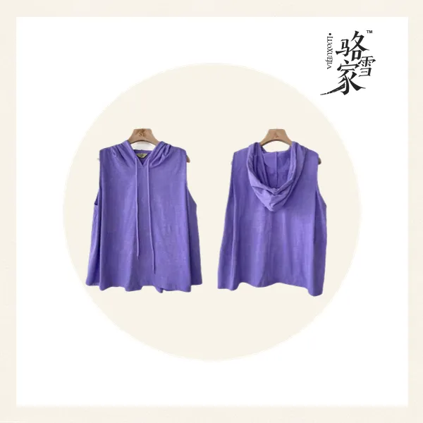 SY19925夏季无袖连帽抽绳中短款背心