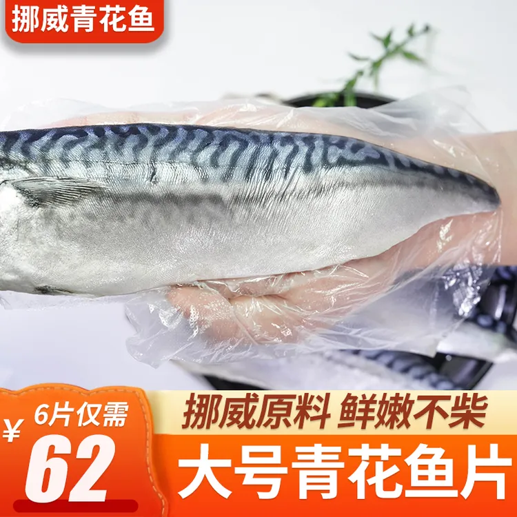 挪威青花鱼片海鲜鲭鱼片去头去脏切片冷冻大西洋鲭鱼深海鱼类