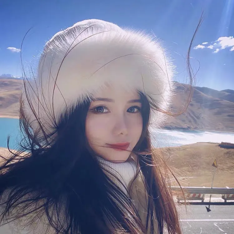 冬季帽子女兔毛狐狸毛边护耳秋冬渔夫帽保暖毛绒盆帽显脸小韩版