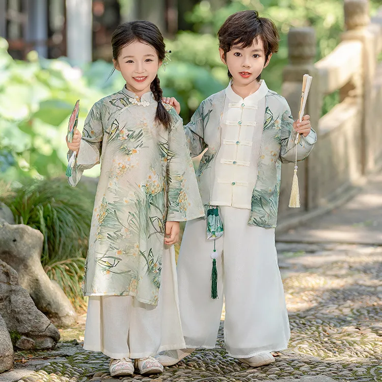 男童汉服套装春秋款中国风儿童古装宝宝中式唐装女童古风演出服装