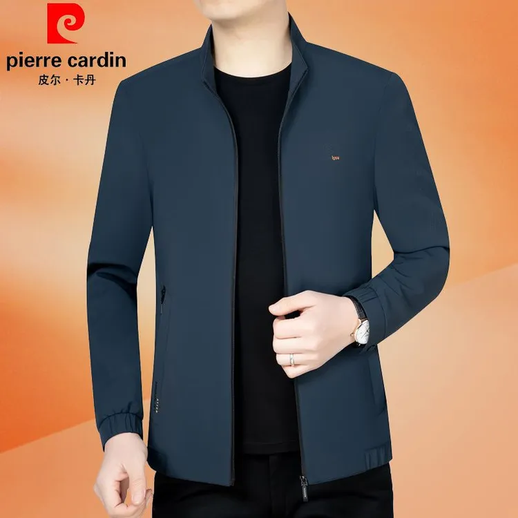 皮尔卡丹23春秋男士夹克外套立领休闲棒球服中年商务修身男装