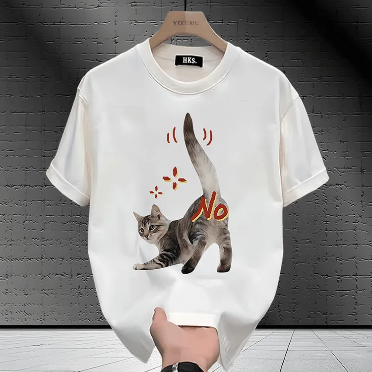 重磅纯棉设计感趣味印花减龄时尚短袖T恤男夏季宽松休闲个性上衣