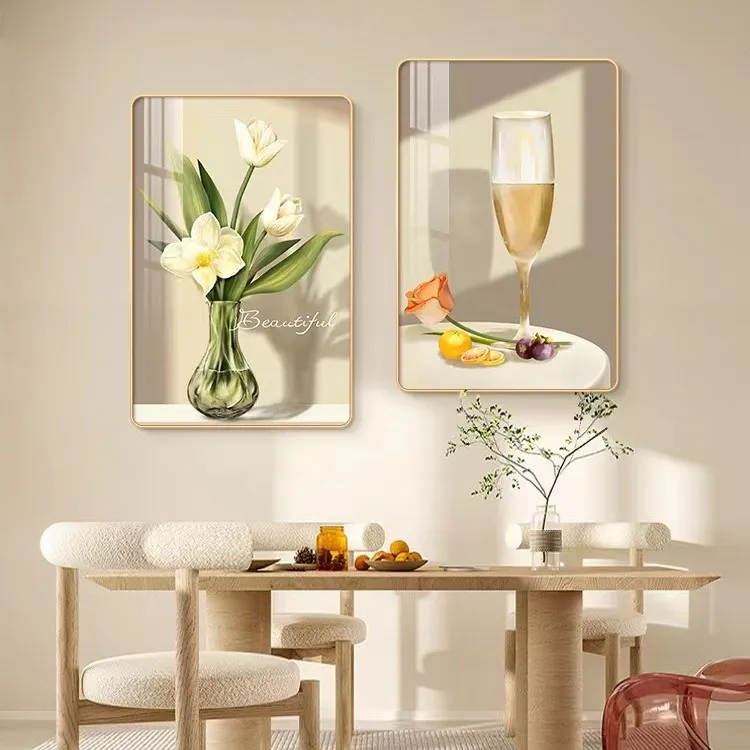 爱佳一创现代轻奢简约双联客厅装饰画沙发背景墙挂画餐厅镜面平面
