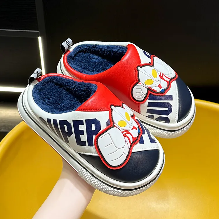 洋山公羊秋冬奥特曼儿童棉拖男童厚底棉拖鞋防水加绒保暖学生棉鞋