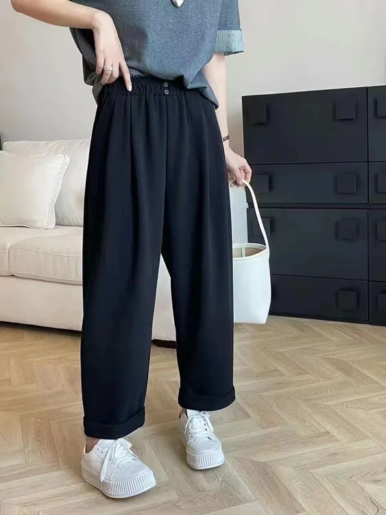 59-89 秒拍秒付断码裤子女裤松紧腰宽松显瘦裤子直筒裤休闲裤