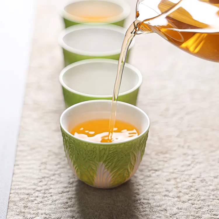 白菜杯创意茶杯白瓷主人杯小号个人专用杯品茗杯复古家用陶瓷中式