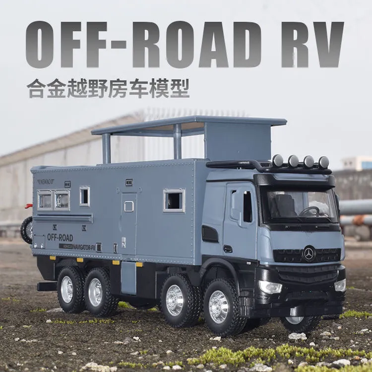 1:24新奥模型合金汽车奔驰仿真越野房车回力模型跑车声光男孩玩具