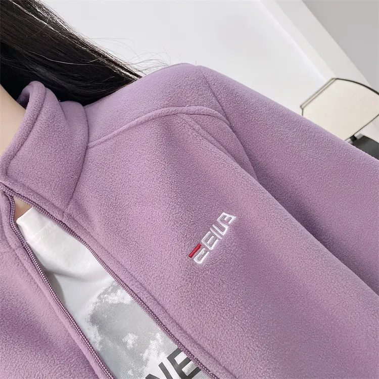 女士新加绒加厚摇粒绒春秋冬户外套防风保暖立领内胆卫衣运动休闲