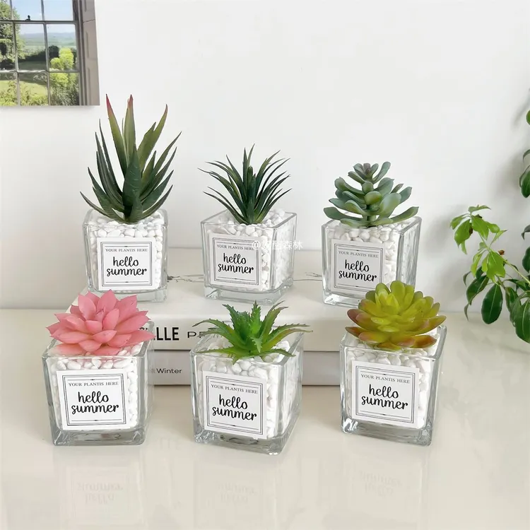 北欧仿真多肉绿植芦荟莲花ins装饰摆件客厅办公室摆设桌面小盆栽