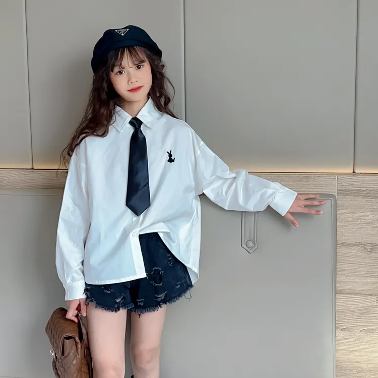 儿童白衬衫2025春秋新款JK衬衫长袖韩版女童中大童学院洋气百搭潮