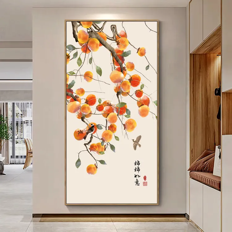 玄关装饰画晶瓷新中式质感轻奢玄关装饰画入户走廊过道带框艺术画