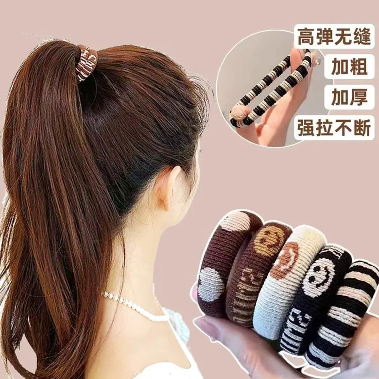 高弹力头绳耐用橡皮筋女复古简约无接缝发绳时尚高马尾发圈扎头饰