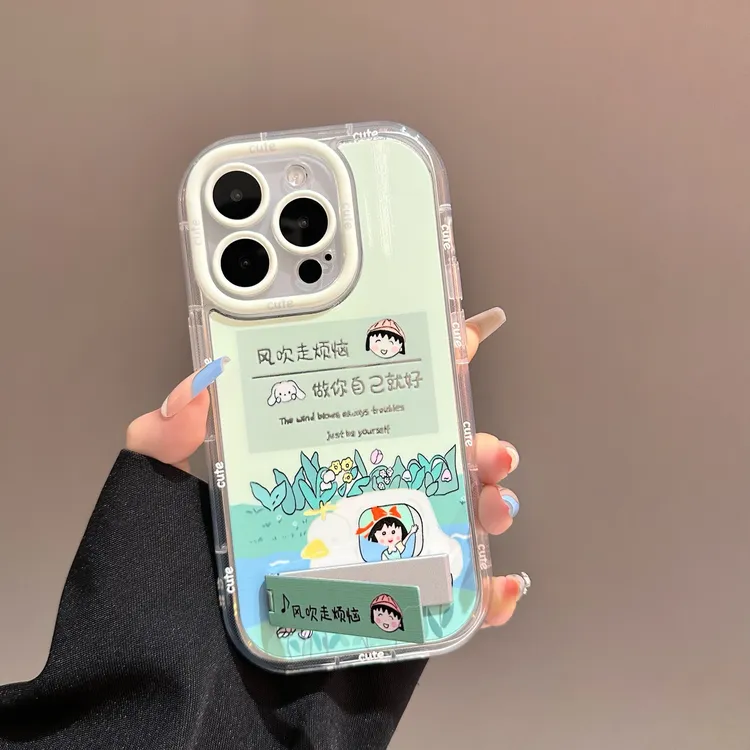 小丸子风吹走烦恼镜面手机壳适用华为mate苹果15新款oppo小米vivo
