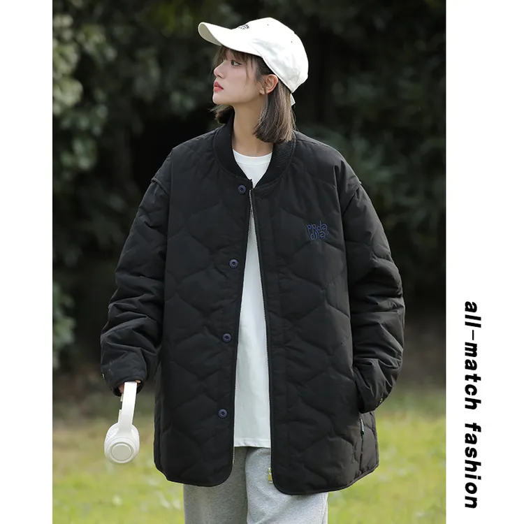 棉衣棉服保暖字母刺绣冬季dj潮流宽松秋冬加厚立领时尚百搭情侣