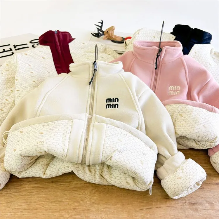 女童装2024新款加绒外套保暖秋冬棉服立领冬季冬款棉衣棉袄冬天