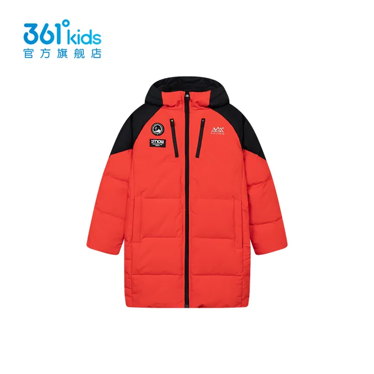 361°儿童新年中长款羽绒服中大童2025冬季童装拜年服连帽防风保暖