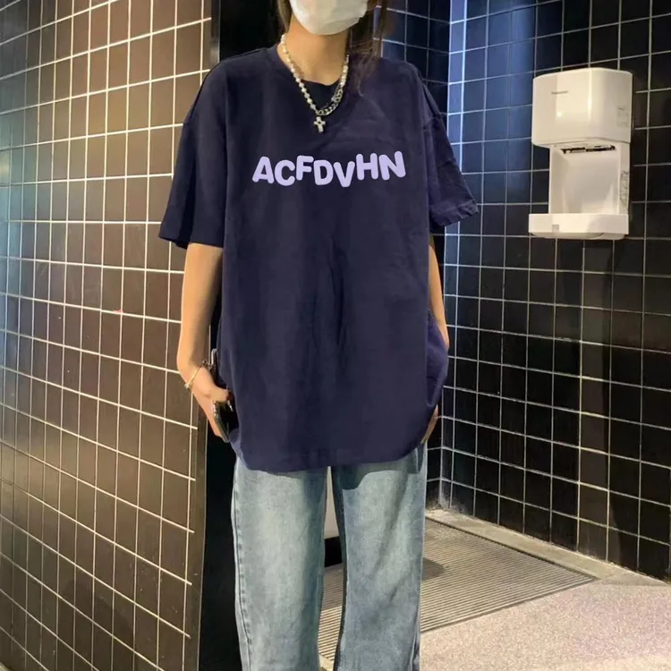 原创纯棉美式高街短袖T恤女夏新款ins潮牌宽松百搭情侣装上衣半袖