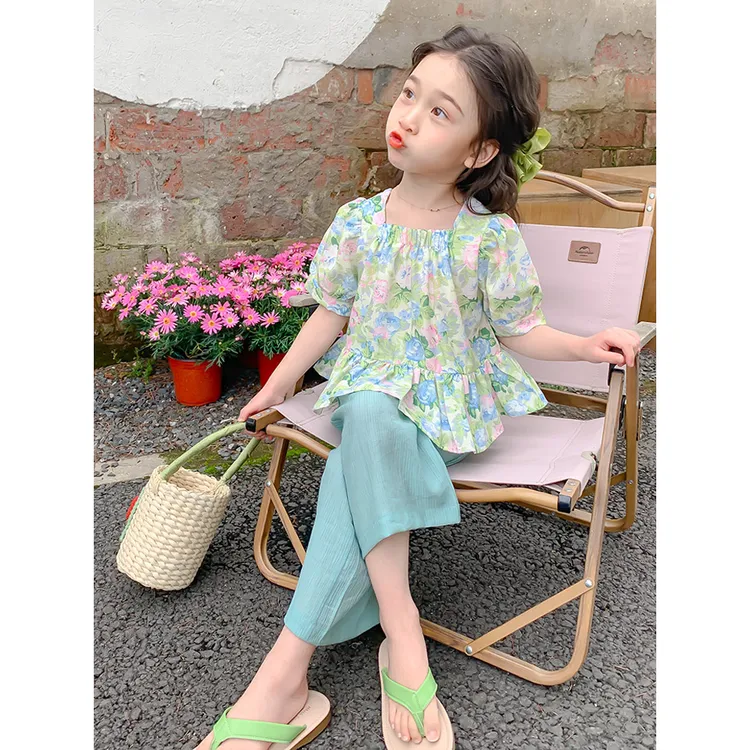 ABC女童套装夏季2024新款网红小童女宝宝夏款洋气时髦儿童装韩范