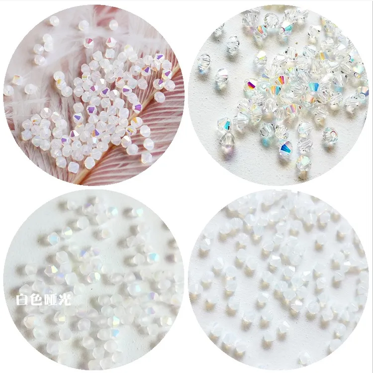 闪钻仿水晶宝仕奥莎 4mm白色蛋白哑光幻彩菱形水晶钉珠散珠DIY进