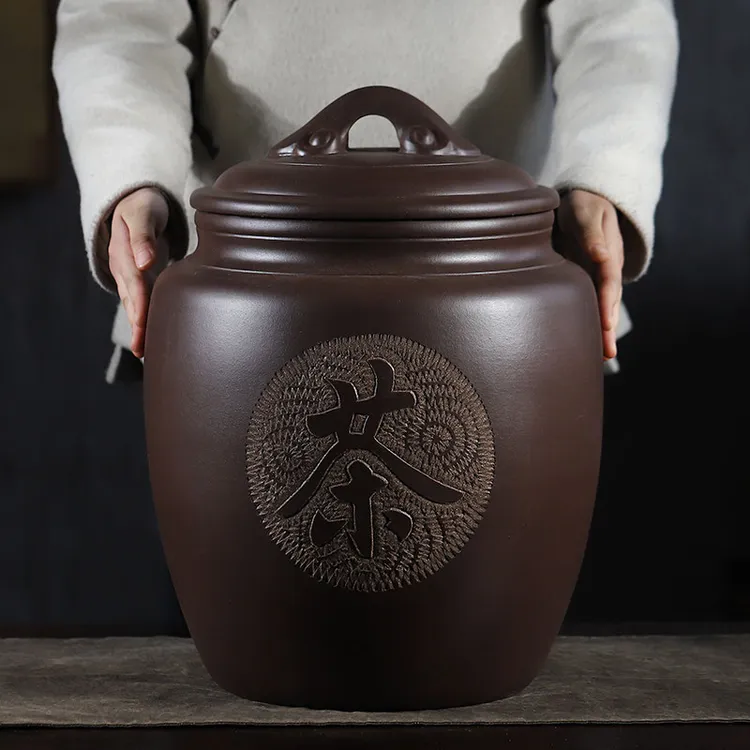 宜兴紫砂茶叶罐大中小号普洱茶储存罐原矿茶饼罐密封存茶仓存茶罐