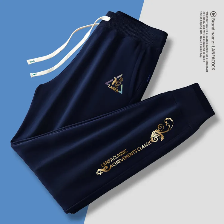 兰法公鸡重磅运动男裤加绒美式潮牌秋冬纯棉卫裤休闲束脚长裤子