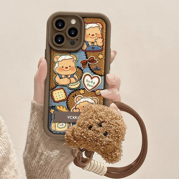 饼干小熊适用苹果16pro手机壳iphone15promax男女14磨砂高级新款1