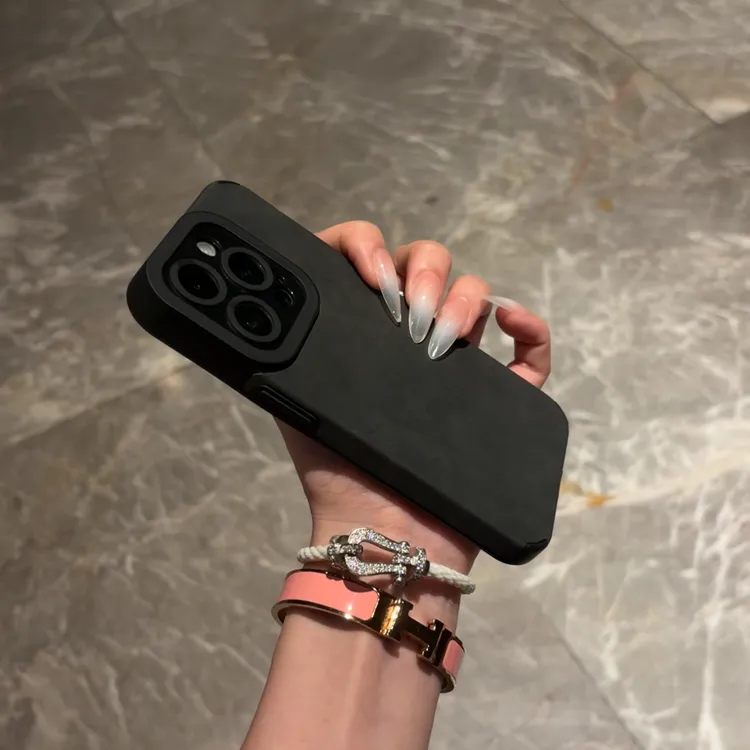 秋冬高级翻毛皮适用苹果16/15promax手机壳iphone13/14男11女12套