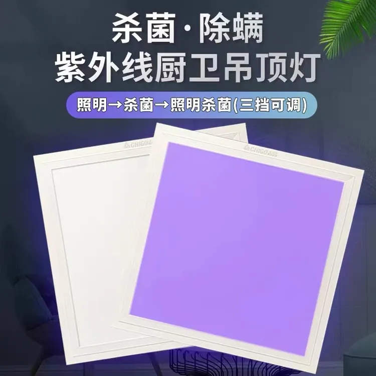 紫外线消毒灯uv杀菌除螨家用吸顶式厨房卫生间天花平板卫生间灯